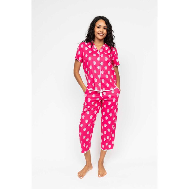 Cyberjammies Bright Pink Shell Print Short Sleeve Pyjama Top image number 2